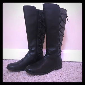 Black Leather Girls Boots